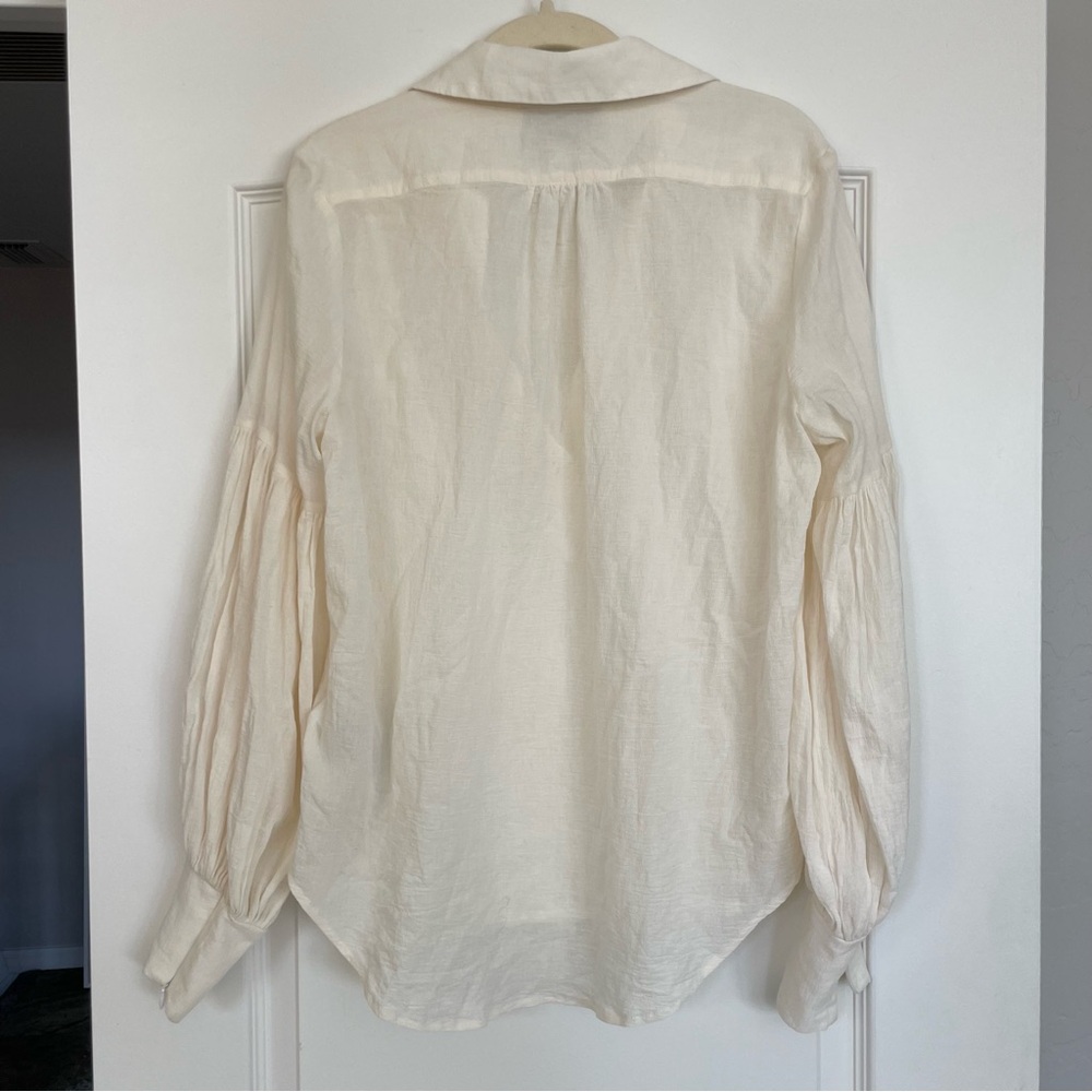 7 For All Mankind Balloon Sleeve Top in Creamy White Size S 100% Cotton - Picture 9 of 12